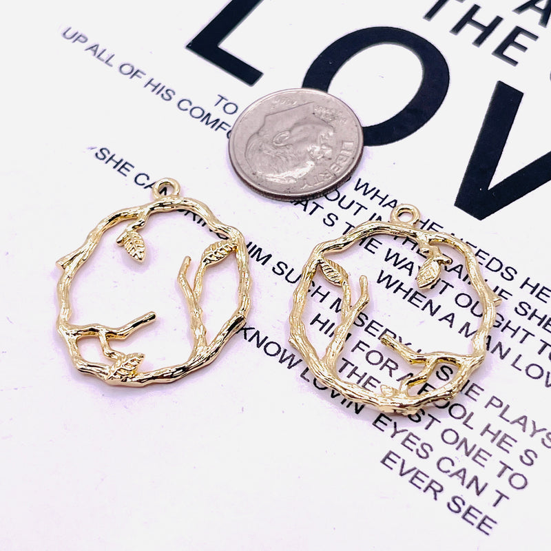 25mm Branch Charm 18K Gold Plated