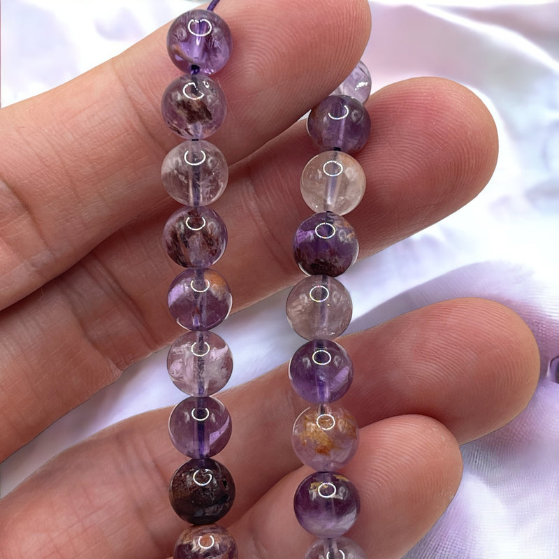Natural Purple Phantom Quartz Bracelet For Women Man Gift Crystal  Cacoxenite Powerful Round Beads Gemstone Strands AAAAA 8-15mm - AliExpress