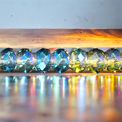 6mm Thunder Polish Glass Crystal Roundel Cut Green Magic