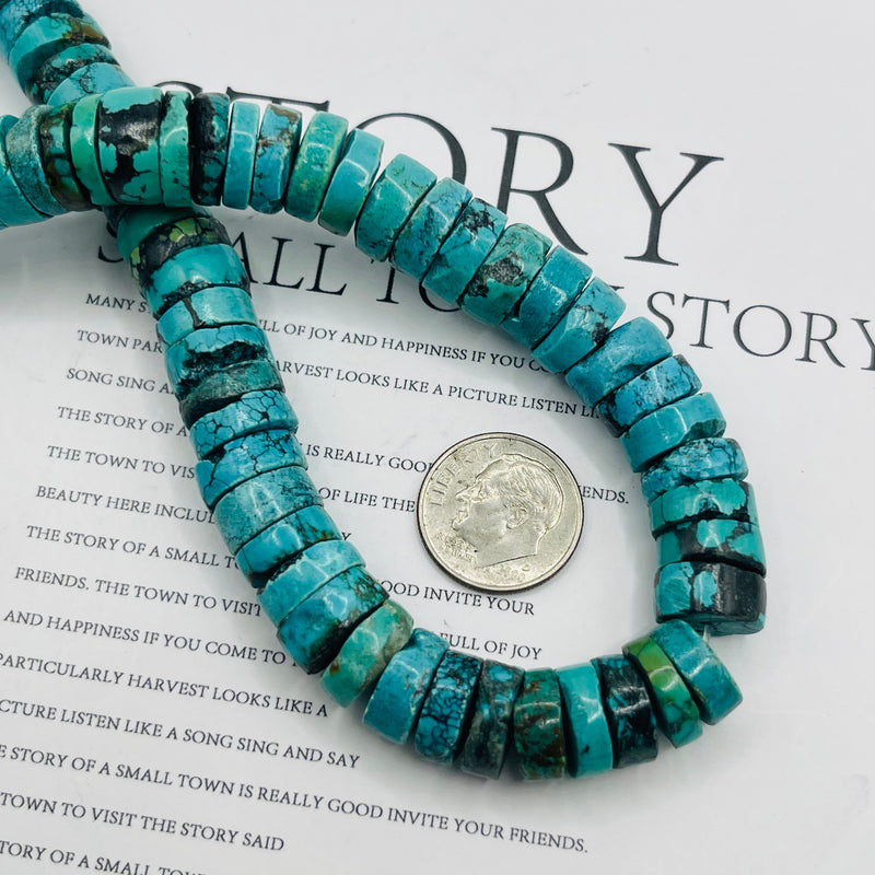 Cut Turquoise Disc 11x3mm Disc Natural Turquoise | Beadorea