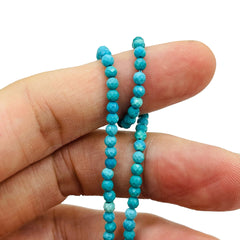 3mm Faceted Round Turquoise Dyed and Stabilized