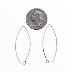 44mm V-Shaped Earring Wire-Silver Plated